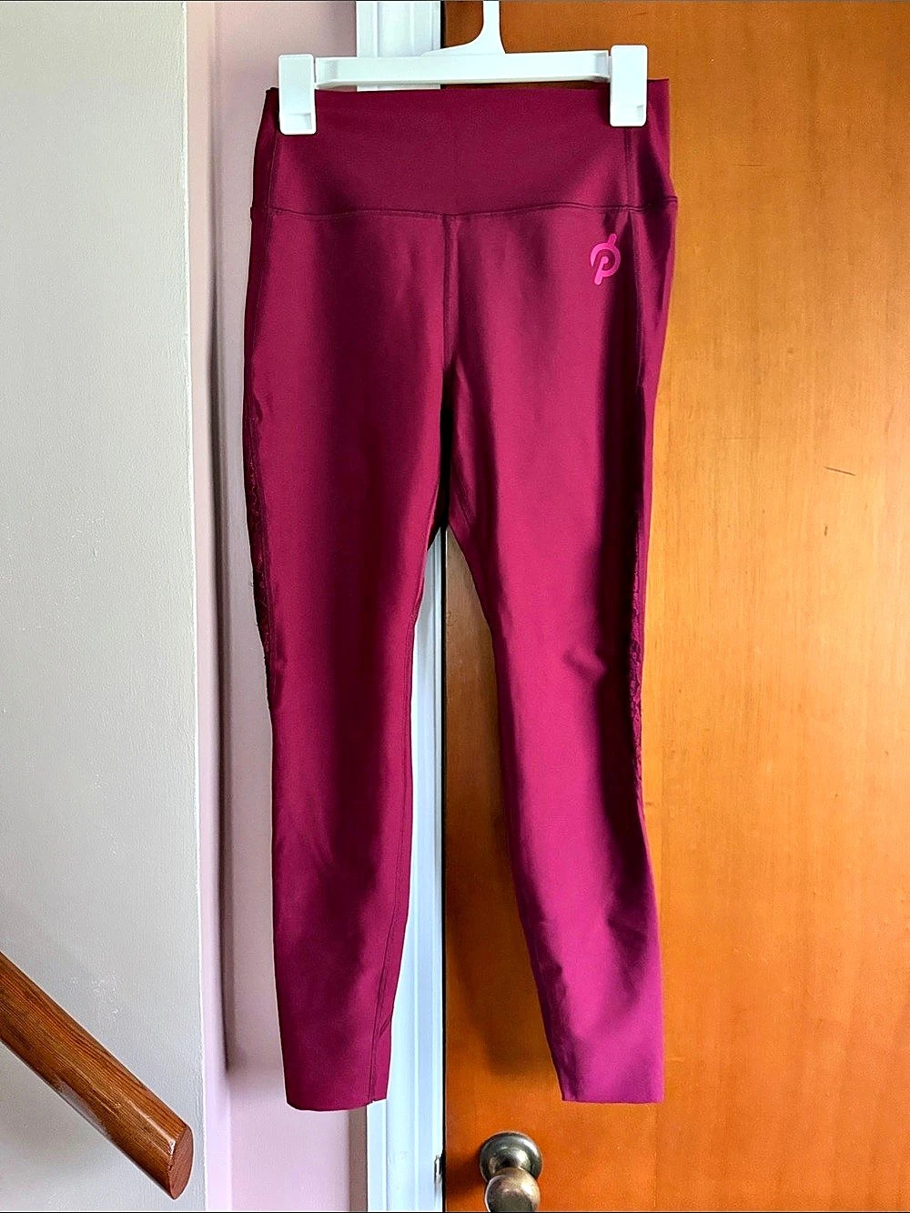 Peloton High Rise Legging with Side Lace Panel red Medium